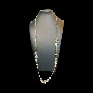 J.Crew Gold-Tone Long Necklace Clear Beads -248